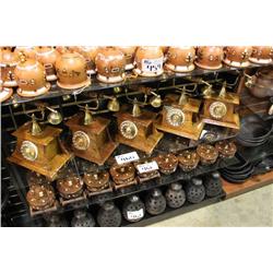SHELF OF ANTIQUE STYLE PHONES