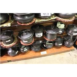 SHELF OF POTTERY COOKWARE