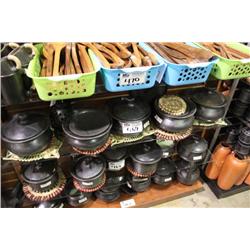 SHELF OF POTTERY COOKWARE