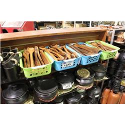 LOT OF WOODEN SPOONS & CUPS