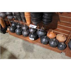 SHELF OF POTTERY COOKWARE