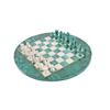Image 1 : Beautiful Malachite & Marble Chess Set Brass inlays, chess pieces are half malachite and half marble