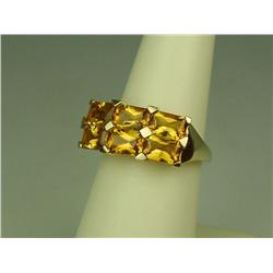 Very High Quality 10K Yellow Gold Ladies Ring Set with 6 custom Radiant cut intense orange Citrines 