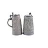 Image 1 : Collection of 2 Stoneware Regensburg Steins 1.0 liters, both with grey glazed finish and pewter lids
