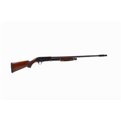 Ithaca Mdl 37 20ga SN:19874 Nice old pump action 20 gauge shotgun. Blued finish, checkered walnut pi