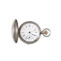 Waltham 1887 Pocket Watch by William Ellery 18 size, hunter case, SW/LS, needs to be serviced, not w