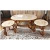 Image 1 : Contemporary French Provincial Coffee Table And two end tables with simulated marble tops with yello