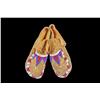 Image 1 : Pair of Northern Paiute Men's Moccasins Decorated with beaded geometric designs, Circa 1930s.Decorat