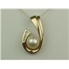 Image 1 : Ladies 14K YG Freeform Design Pendant Gorgeous custom made, fine set with a round cultured pearl ave
