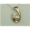 Image 2 : Ladies 14K YG Freeform Design Pendant Gorgeous custom made, fine set with a round cultured pearl ave