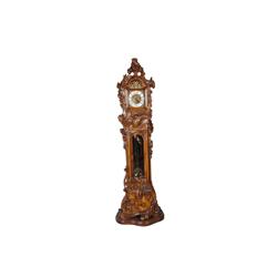 Wooden Italian Grandfather Clock Heavily carved, incised dial with porcelain numbers, three weight m