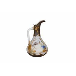 Mt Washington Opalware Vase Very fine glass, hand decorated with water crane and floral motif, measu