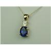 Image 3 : Spectacular 14K WG Ladies Handmade Pendant Set with a center fine oval cobalt sapphire weighing 2.47