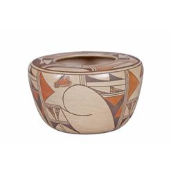 Hopi Polychrome Pot Signed Gwen Satella, measures 4"Hx6 1/2"dia.Signed Gwen Satella, measures 4"Hx6 