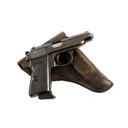 Walther Mdl PP Cal 7.65mm SN:24443 Nice post war Manurhin Walther PP in leather flap holster. Blued 