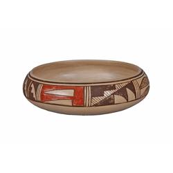 Hopi Polychrome Bowl By Pauline Satella, signed on base, measures 9"Wx3 1/2"H, in overall excellent 