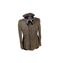 Nazi Afrika Panzer Corp Coat & Hat 15th Regiment, Captain's Rank, all original, Iron Cross dated 193