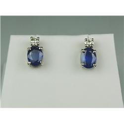 Elegant 14K WG Ladies Custom Made Earrings Set with 2 fine matching Ceylon color sapphires weighing 