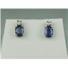 Image 1 : Elegant 14K WG Ladies Custom Made Earrings Set with 2 fine matching Ceylon color sapphires weighing 