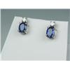 Image 3 : Elegant 14K WG Ladies Custom Made Earrings Set with 2 fine matching Ceylon color sapphires weighing 