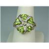 Image 1 : Ladies 14K YG Custom Design Ring Fine set with 5 heart shape green Peridot weighing approx. 4.00 car