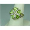 Image 2 : Ladies 14K YG Custom Design Ring Fine set with 5 heart shape green Peridot weighing approx. 4.00 car