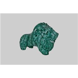 Malachite Statue of African Lion Heavy swirling, weighs 14.05 lbs, measures 10 1/2"x7 1/2". Small ch