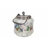 Image 1 : Wave Crest Hand Painted Biscuit Jar Has floral motif, silver plated handle and lid, measures 7"x5".H