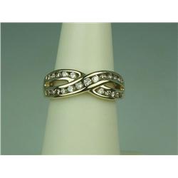 Brilliant 10K Yellow Gold Ladies Ring Channel set with over 23 round diamonds weighing approx. 0.60 