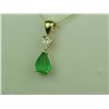 Image 2 : Very Fine 14K YG Ladies Handmade Pendant Set with a center pear shape fern green Emerald weighing ap
