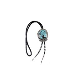 Magnificent Men's Bolo Tie With large spiderweb turquoise cab, approx 200+ carats set in sterling si