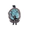 Image 2 : Magnificent Men's Bolo Tie With large spiderweb turquoise cab, approx 200+ carats set in sterling si
