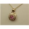 Image 2 : Superb 14K YG Ladies Custom Made Pendant Bezel set with a fine pink sapphire and channel set with a 
