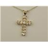 Image 1 : Dazzling 14K YG Ladies Cross Design Pendant Custom made, fine set with over 31 baguette and round di