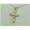 Image 2 : Dazzling 14K YG Ladies Cross Design Pendant Custom made, fine set with over 31 baguette and round di