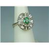 Image 1 : Ladies 14K YG Ballerina Design Ring Set with a center bright fern green Colombian Emerald weighing a