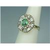 Image 2 : Ladies 14K YG Ballerina Design Ring Set with a center bright fern green Colombian Emerald weighing a