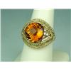 Image 1 : Fantastic 18K YG Ladies Custom Made Ring Set with a very large custom cut Madeira Orange Citrine wei