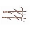 Image 1 : Pair of Native Throwing Knives With an intriquely etched blade and a unique snakeskin rack handle.Wi