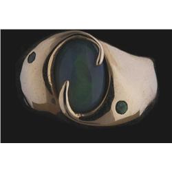 Ladies Opal Ring Set in 14K yellow gold with unique swirl design.Set in 14K yellow gold with unique 