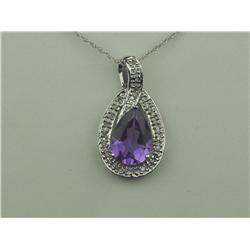 Stylish 10K White Gold Ladies Pendant Set with a nice pear shape Amethyst weighing approx. 2.00 cara