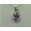 Image 1 : Stylish 10K White Gold Ladies Pendant Set with a nice pear shape Amethyst weighing approx. 2.00 cara