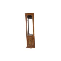 Contemporary Knicknack Showcase Walnut, two glass shelves, mirrored back, one door storage, lighted,