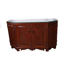 Philippine Mahogany Side Board Raised panel doors, carved decoration, 1/4" beveled glass top, measur