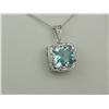 Image 2 : Exquisite 10K WG Ladies Custom Design Pendant Fine set with a custom cut sky blue topaz weighing ove
