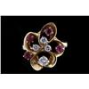 Image 1 : Ladies Diamond & Garnet Ring Cluster style design, set in 14K yellow gold.Cluster style design, set 