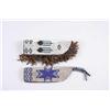 Image 1 : Collection of Two Leather Knife Sheaths Fully beaded, American Indian, both with geometric designs, 