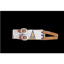 Men's Arapaho Fully Beaded Belt Depicting teepees and crosses.Depicting teepees and crosses.