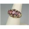 Image 2 : Vibrant 10K Yellow Gold Ladies Ring Fine set with 5 MQ cut pink tourmaline weighing approx. 3.00 car