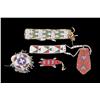 Image 1 : Lot of Beadwork Including a Sioux peace medal with a fully beaded and jingle cone pouch; two beadwor